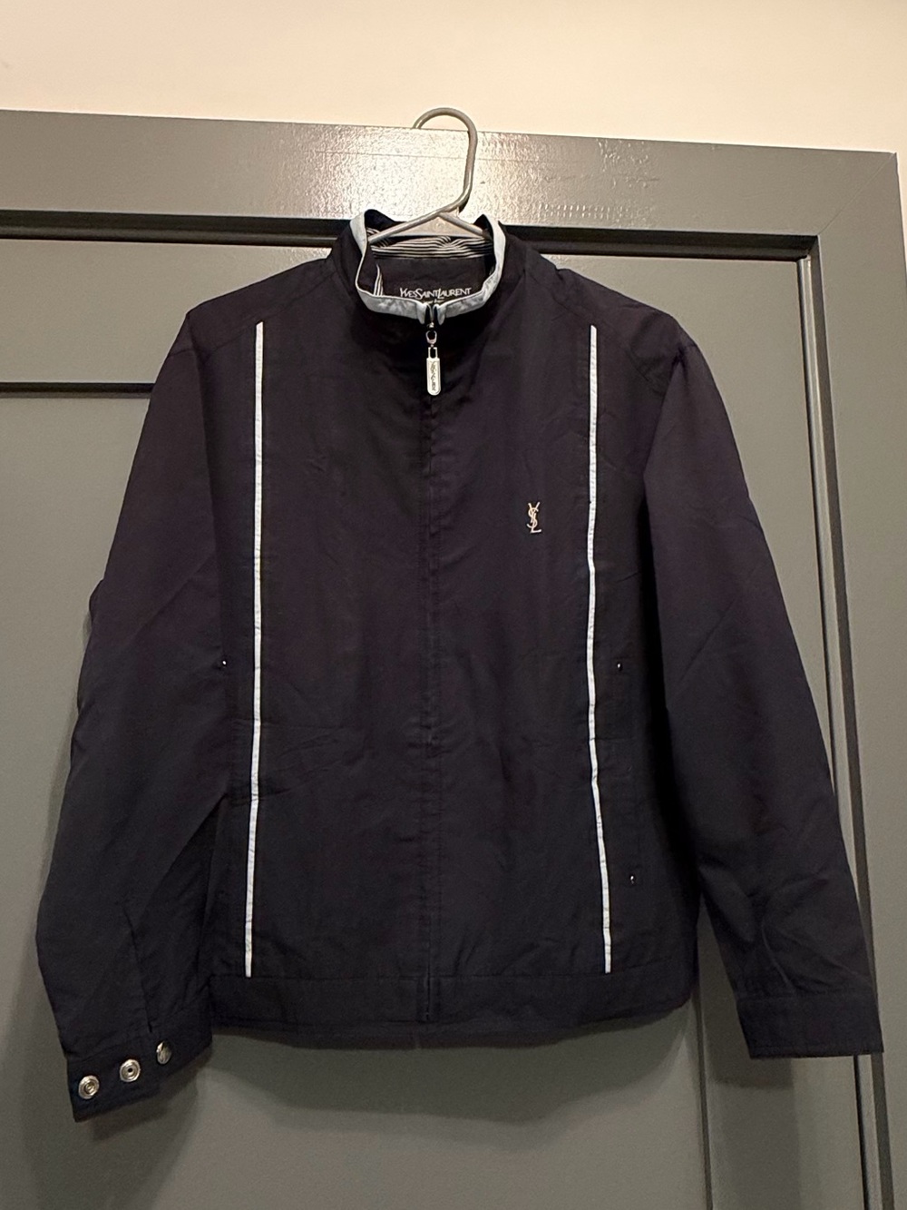 YSL Saint Laurent Navy Lightweight Zip Jacket